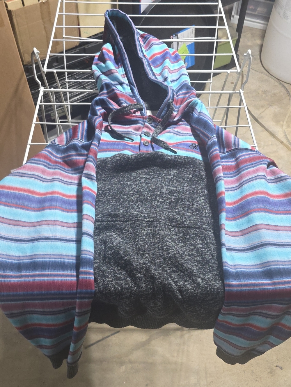 Womans Hooey Multicolor Hoodie With Buttons XXL